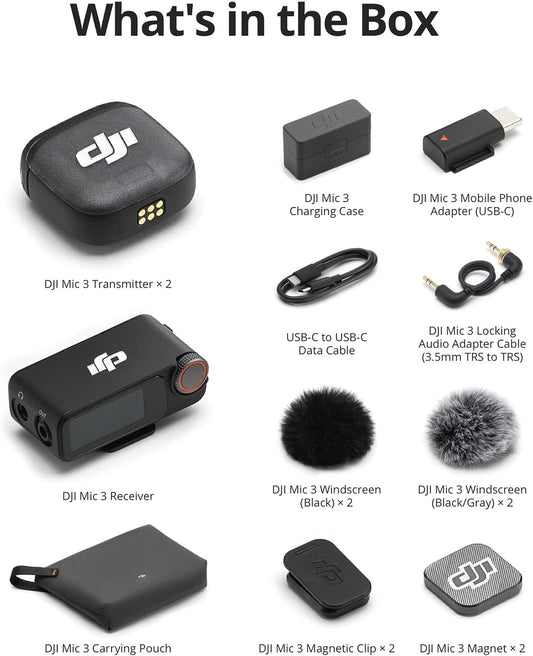 DJI Mic 3 Wireless Microphone System – Dual Transmitters, Receiver & Charging Case for Cameras, Smartphones & Content Creators - Electronics with | Sold by Uncle Wiener's Wholesale