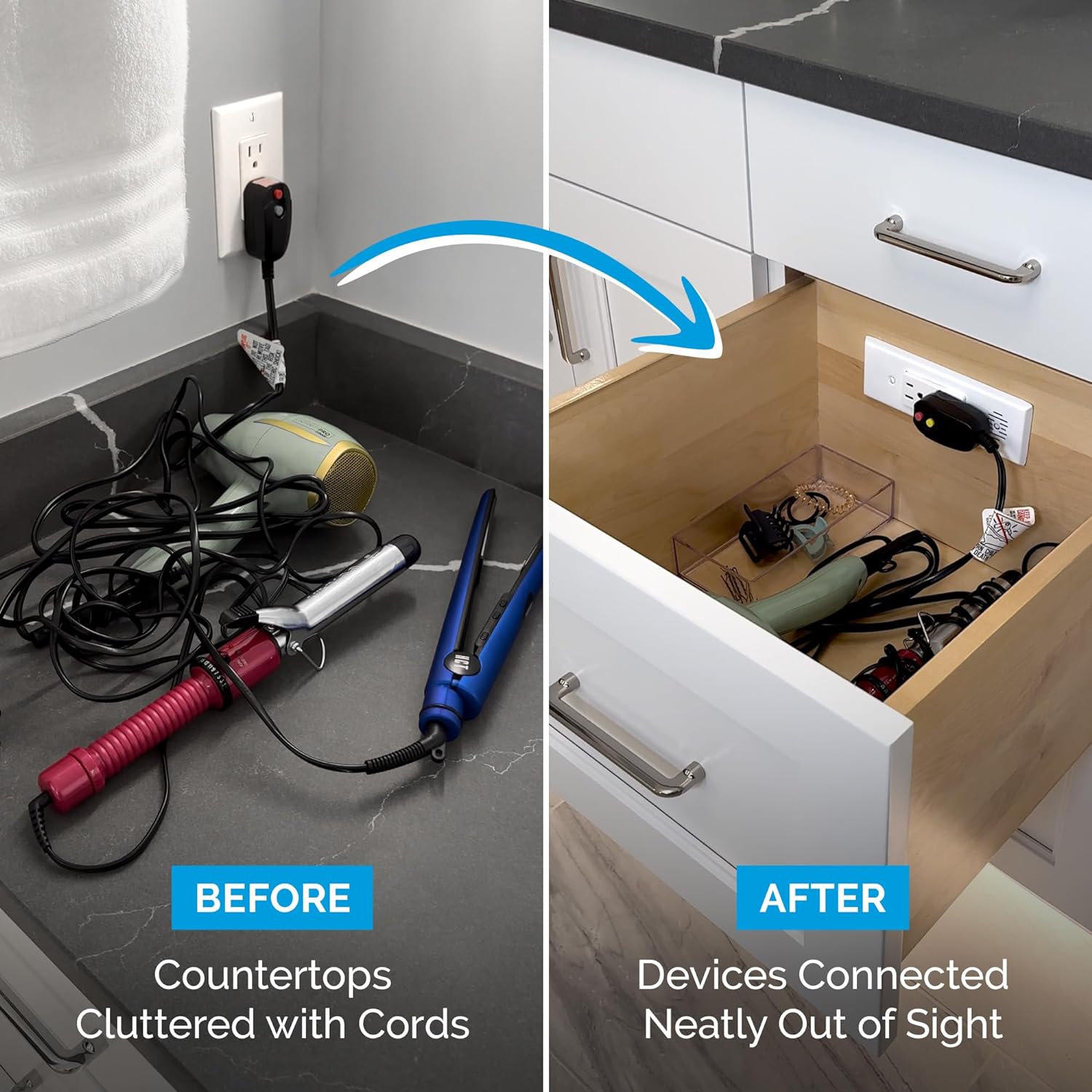 Docking Drawer Blade in - Drawer Outlet, Integrated Safety Shutoff, (2) 15 amp AC, White - with | Sold by Uncle Wiener's Wholesale