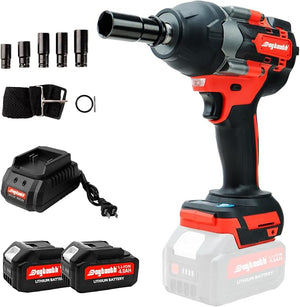 Dogtooth 20V Cordless 1/2" Impact Wrench Kit – 850 Nm Brushless High-Torque Impact Gun with 2 x 4.0Ah Batteries, Charger & Sockets