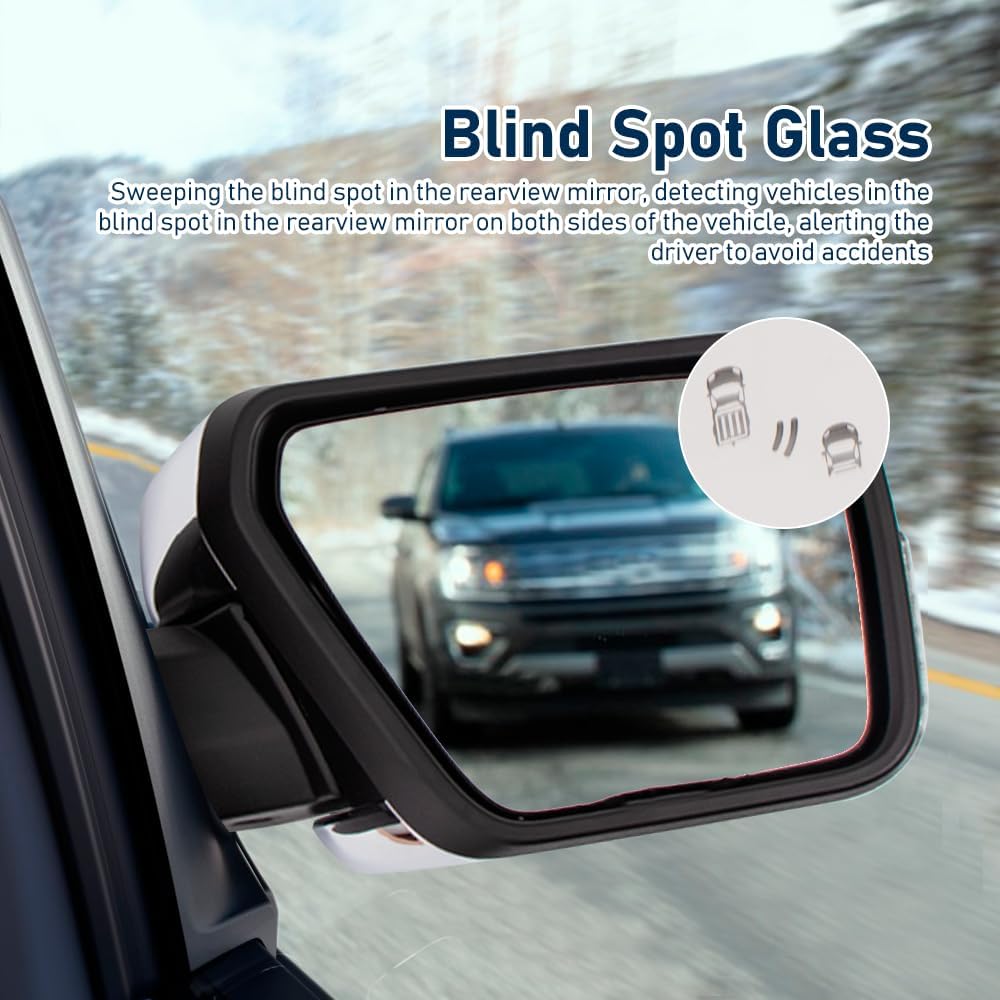 Door Mirror Assembly for Ford F - 150 (2021–2024) – Chrome Back Cover, Heated, Turn Signal, Blind Spot Glass – Left Driver Side F150MIRLH21CHR - with | Sold by Uncle Wiener's Wholesale