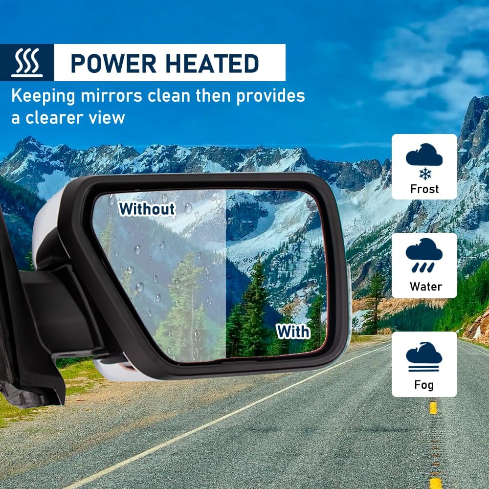 Door Mirror Assembly for Ford F - 150 (2021–2024) – Chrome Back Cover, Heated, Turn Signal, Blind Spot Glass – Left Driver Side F150MIRLH21CHR - with | Sold by Uncle Wiener's Wholesale