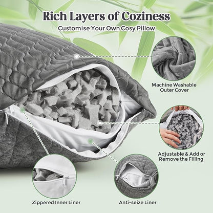 Dormirpilow Memory Foam Pillows Standard Size – Adjustable Shredded Foam Cooling Bed Pillows for Side, Back & Stomach Sleepers - Home products with | Sold by Uncle Wiener's Wholesale