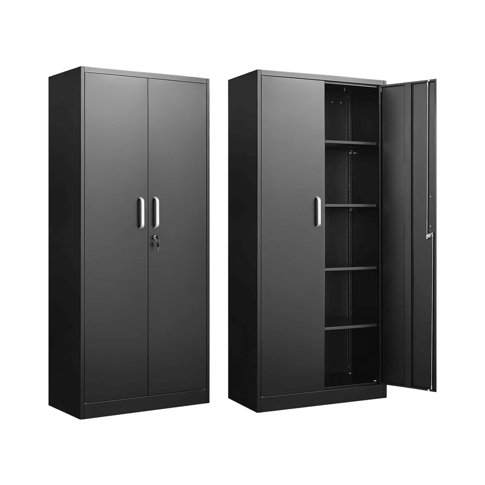 Double Door Steel Storage Cabinet 31.5″ × 15.7″ × 70.9″ Black YCS1D03 - with | Sold by Uncle Wiener's Wholesale