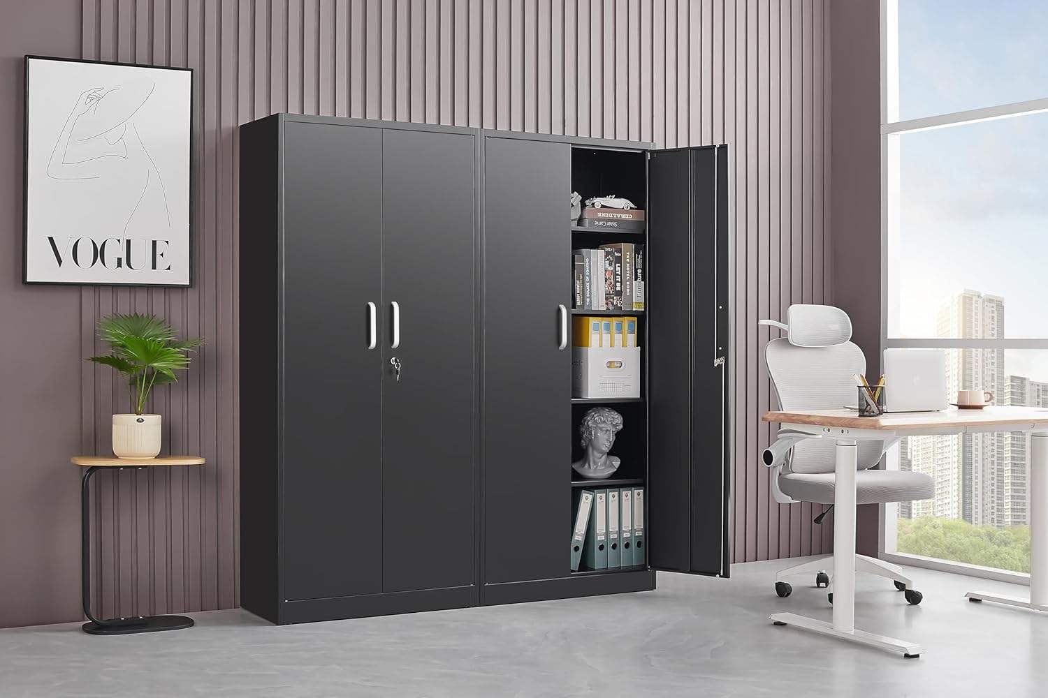 Double Door Steel Storage Cabinet 31.5″ × 15.7″ × 70.9″ Black YCS1D03 - with | Sold by Uncle Wiener's Wholesale