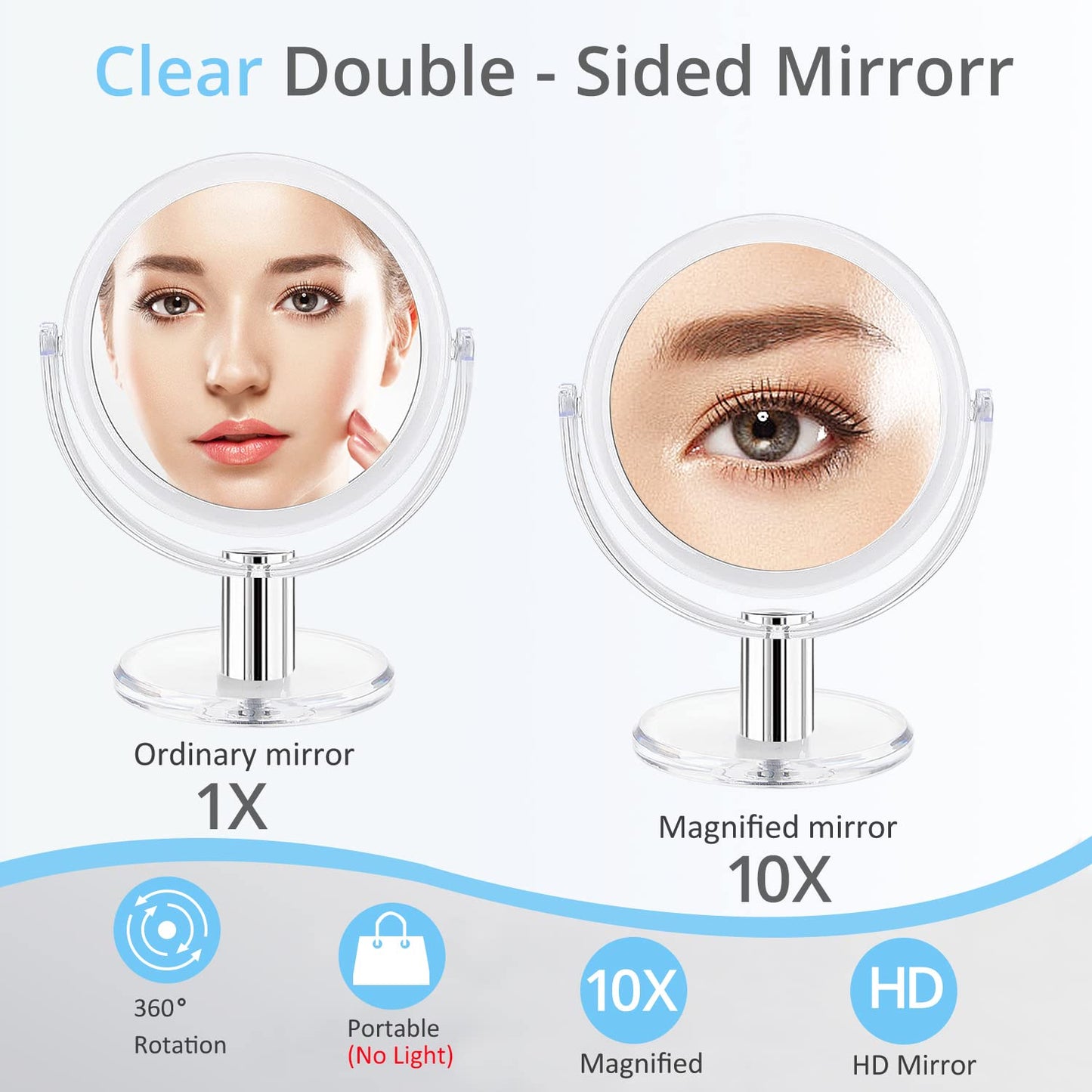 Double - Sided Makeup Vanity Mirror – 1X/2X 360° Swivel Stand – JXVM97 - with | Sold by Uncle Wiener's Wholesale