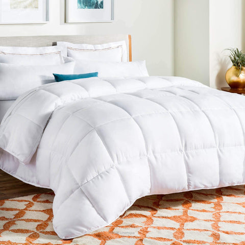 Down Alternative Microfiber Comforter – White, All - Season, Queen & King Sizes - with KING | Sold by Uncle Wiener's Wholesale