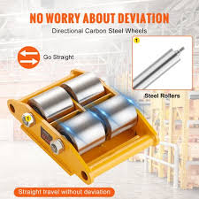 VEVOR 4PCS Skate Dolly, 26455LBS/12T Industrial Mover, Heavy Duty Carbon Steel Machinery Moving Skate & 4 Carbon Steel Wheels and 360 Rotation Non-Slip Cap for Warehouse, Factory