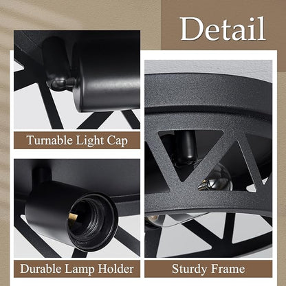 DPXEKQ 2-Light Flush Mount Ceiling Lights 2-Pack – 11" Black Farmhouse Industrial Ceiling Fixtures with Open Metal Cage for Hallway, Kitchen & Bedroom - Furniture with | Sold by Uncle Wiener's Wholesale