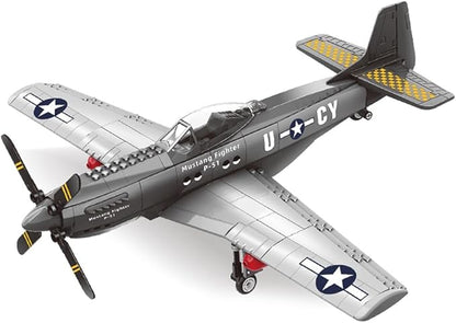 Dragon Blok P - 51 Mustang Fighter Building Block Set – 258 Piece Military Aircraft Model Kit - Toys with | Sold by Uncle Wiener's Wholesale