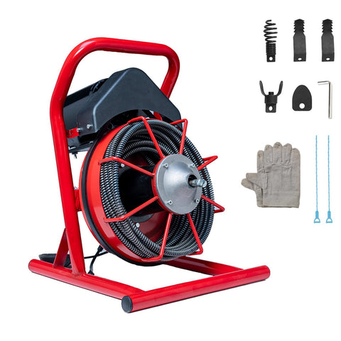 Drain Cleaner Machine – 50FT x 1/2" Drain Auger with Manual Feed, 4 Cutters & Foot Pedal – DCM05012M - with | Sold by Uncle Wiener's Wholesale