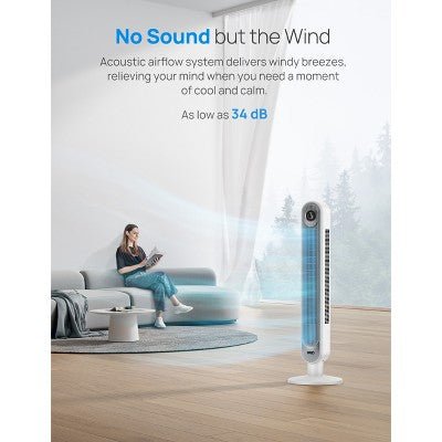 Dreo 42&34; Cruiser Pro T1 Oscillating Bladeless Remote Tower Fan White - with Dimensions (Overall): 13 Inches (H) x 42 Inches (W) x 13 Inches (D) | Sold by Uncle Wiener's Wholesale