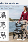 Drive Medical Nitro Sprint Foldable Rollator Walker with Seat, Standard Height Lightweight Rollator with Large Wheels, Folding Rolling Walker, Walker Rollator with Seat, Black - with | Sold by Uncle Wiener's Wholesale