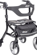 Drive Medical Nitro Sprint Foldable Rollator Walker with Seat, Standard Height Lightweight Rollator with Large Wheels, Folding Rolling Walker, Walker Rollator with Seat, Black - with | Sold by Uncle Wiener's Wholesale