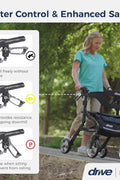 Drive Medical Nitro Sprint Foldable Rollator Walker with Seat, Standard Height Lightweight Rollator with Large Wheels, Folding Rolling Walker, Walker Rollator with Seat, Black - with | Sold by Uncle Wiener's Wholesale
