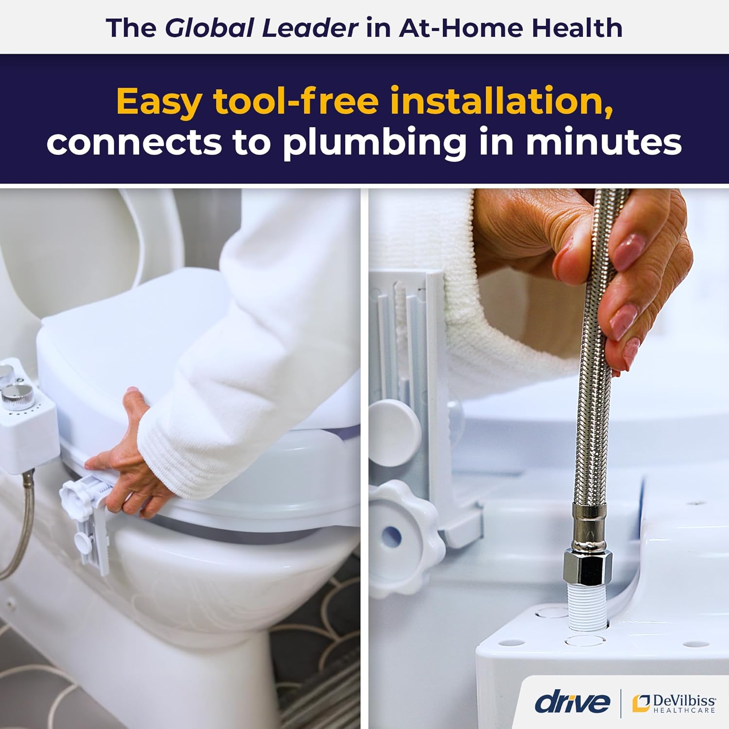 Drive Medical PreserveTech Raised Toilet Seat with Bidet (Ambient Water) Toilet Seat Riser, Elevated Toilet Seats for Seniors and Adults, Toilet Seat Bidet, Toilet Seat Elevator with Bidet Sprayer - with | Sold by Uncle Wiener's Wholesale