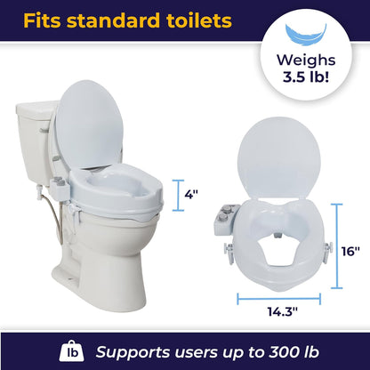 Drive Medical PreserveTech Raised Toilet Seat with Bidet (Ambient Water) Toilet Seat Riser, Elevated Toilet Seats for Seniors and Adults, Toilet Seat Bidet, Toilet Seat Elevator with Bidet Sprayer - with | Sold by Uncle Wiener's Wholesale