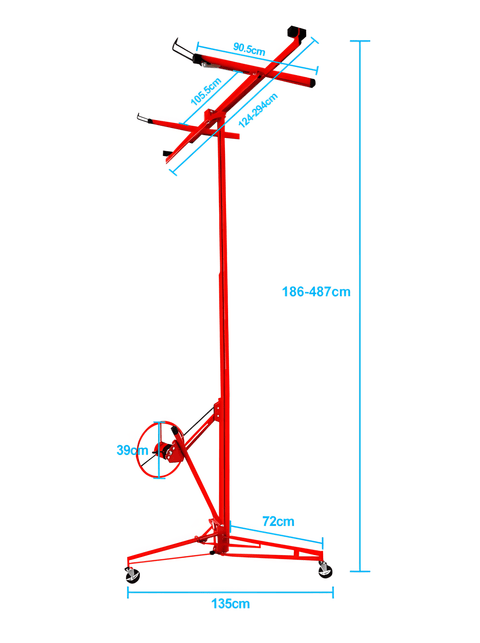 Drywall Lift Panel Hoist – 11 ft / 16 ft Heavy - Duty Rolling Construction Ceiling Jack | Easy Lift for Walls & Ceilings - Drywall Lifts / Ceiling Panel Hoists / Construction Equipment with 16 FT | Sold by Uncle Wiener's Wholesale