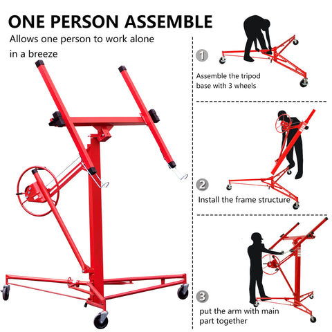 Drywall Lift Panel Hoist – 11 ft / 16 ft Heavy - Duty Rolling Construction Ceiling Jack | Easy Lift for Walls & Ceilings - Drywall Lifts / Ceiling Panel Hoists / Construction Equipment with 16 FT | Sold by Uncle Wiener's Wholesale