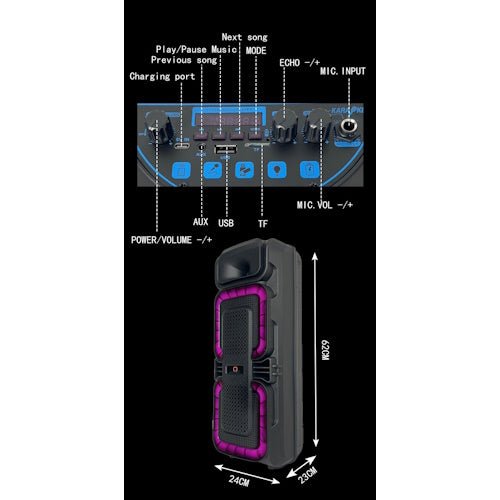 Dual 8" Tower Party Speaker with Bluetooth, USB, TF, FM Radio, LED Lights, 40W Output &amp; 2200mAh Battery TWR8BT - with | Sold by Uncle Wiener's Wholesale