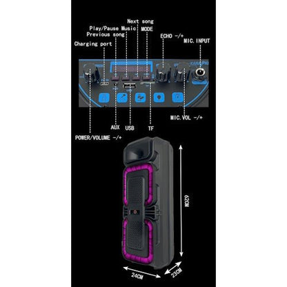 Dual 8" Tower Party Speaker with Bluetooth, USB, TF, FM Radio, LED Lights, 40W Output &amp; 2200mAh Battery TWR8BT - with | Sold by Uncle Wiener's Wholesale