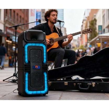 Dual 8" Tower Party Speaker with Bluetooth, USB, TF, FM Radio, LED Lights, 40W Output &amp; 2200mAh Battery TWR8BT - with | Sold by Uncle Wiener's Wholesale