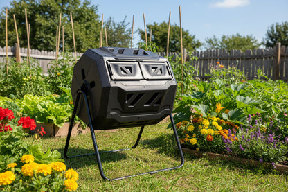 Dual - Chamber Compost Tumbler Bin – 43 Gallon Capacity - with | Sold by Uncle Wiener's Wholesale