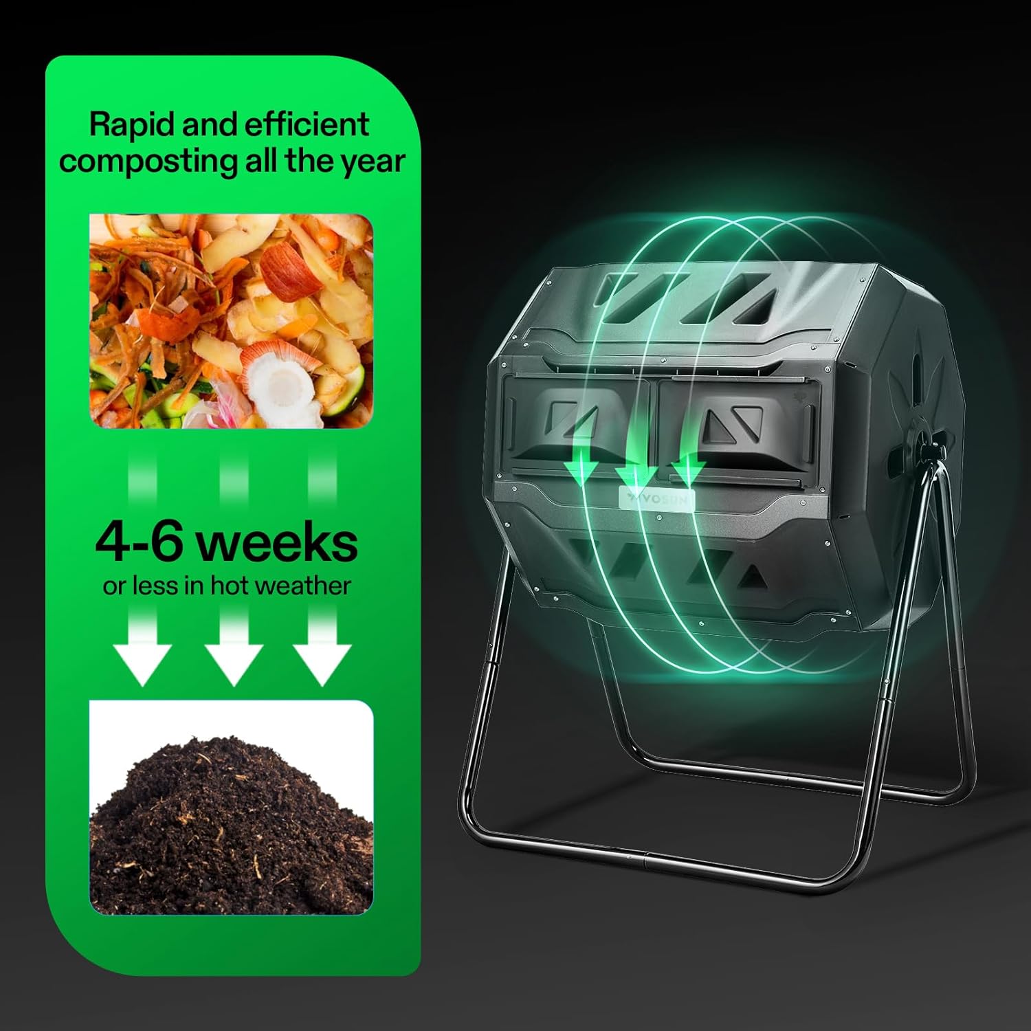 Dual - Chamber Garden Composter Tumbler 43 Gallon Outdoor Composting System XDB436 - General Equipment with | Sold by Uncle Wiener's Wholesale