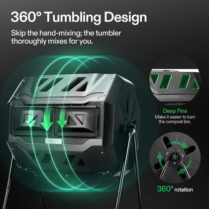 Dual - Chamber Garden Composter Tumbler 43 Gallon Outdoor Composting System XDB436 - General Equipment with | Sold by Uncle Wiener's Wholesale