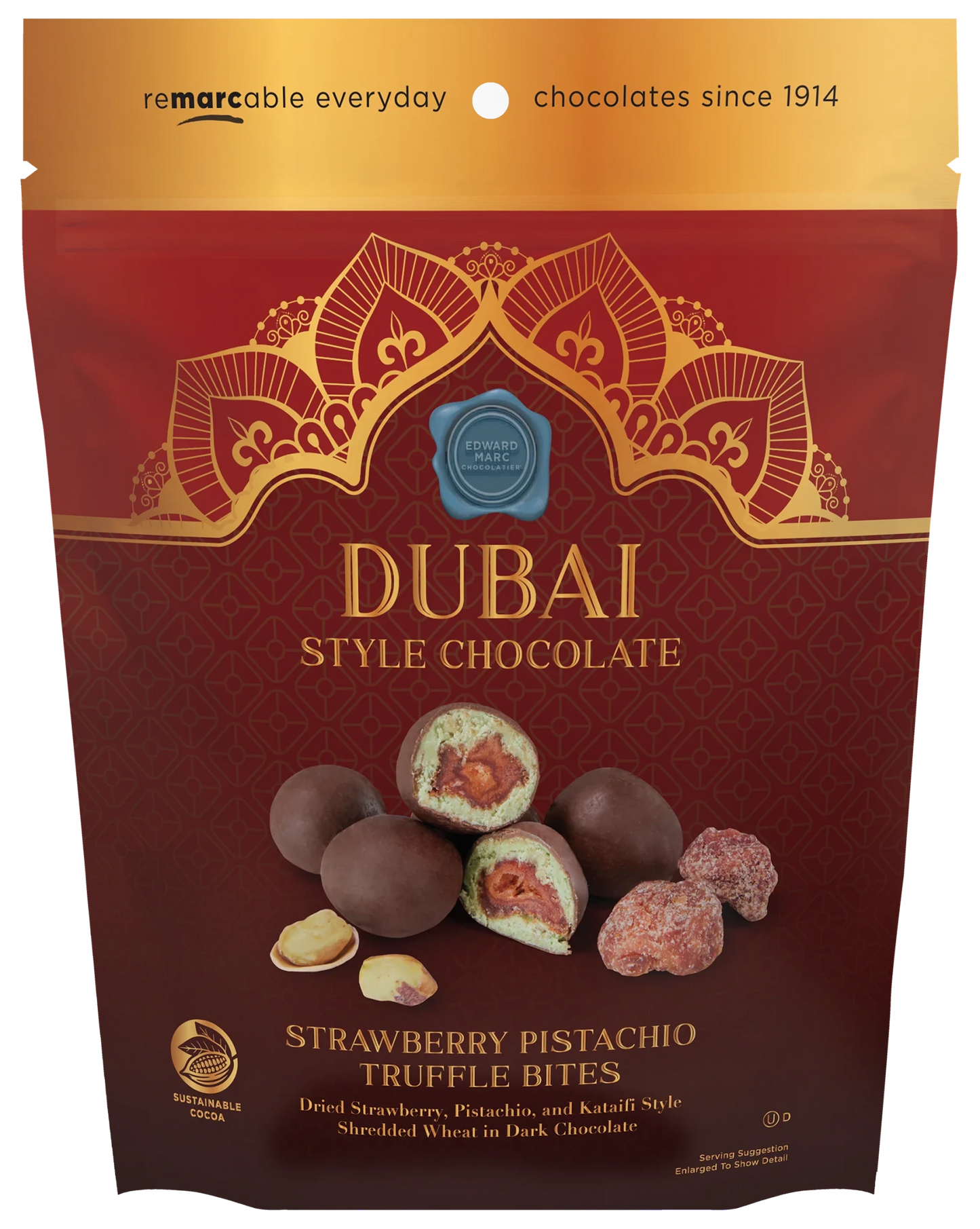 Dubai Strawberry Bites Chocolate | Pistachio & Strawberry Dark Chocolate Snack - Snack with | Sold by Uncle Wiener's Wholesale