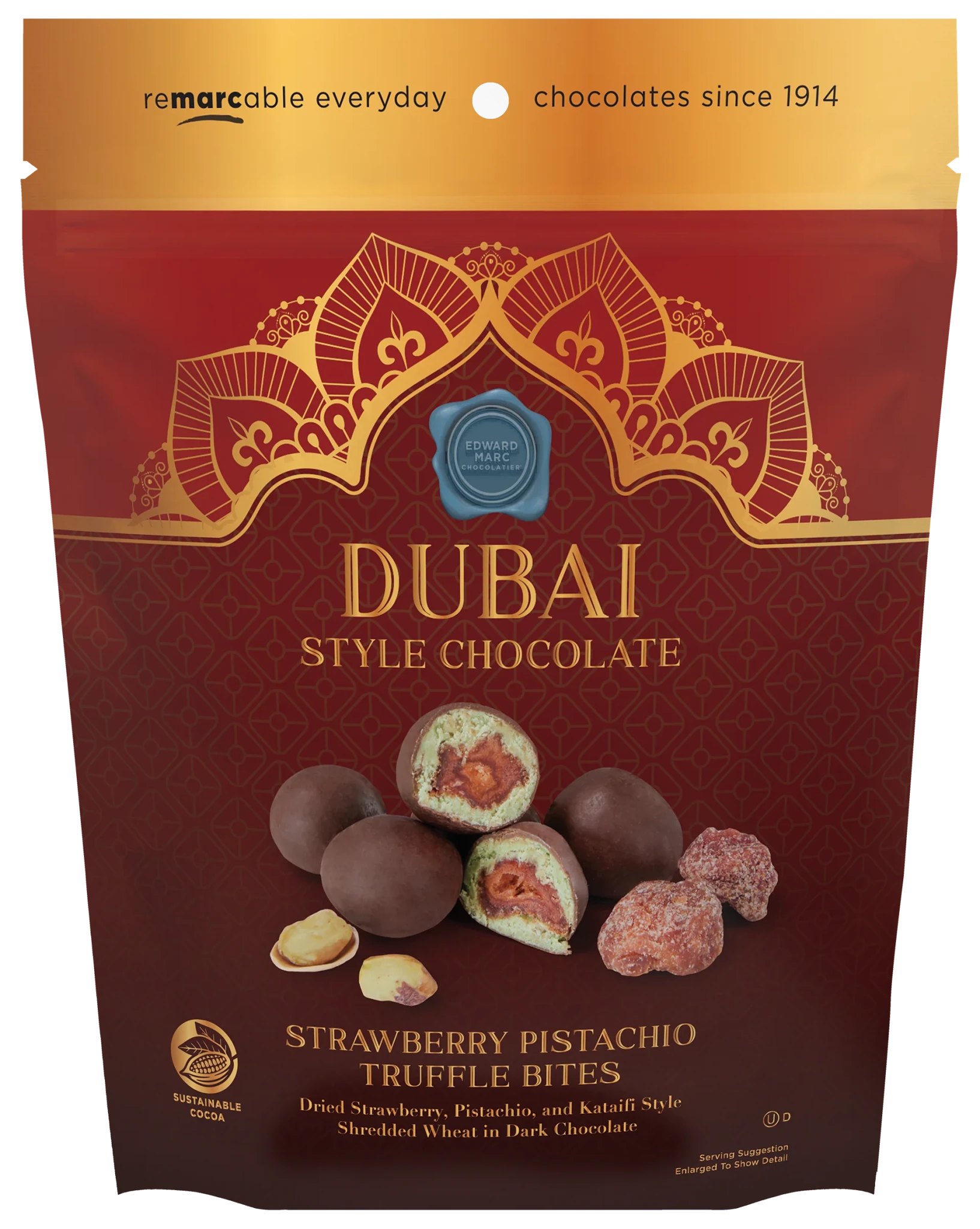 Dubai Strawberry Bites Chocolate | Pistachio & Strawberry Dark Chocolate Snack - Snack with | Sold by Uncle Wiener's Wholesale