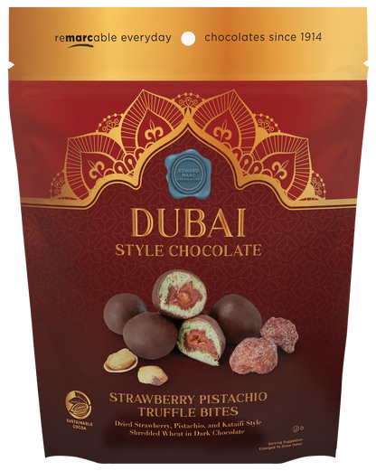 Dubai Strawberry Bites Chocolate | Pistachio & Strawberry Dark Chocolate Snack - Snack with | Sold by Uncle Wiener's Wholesale