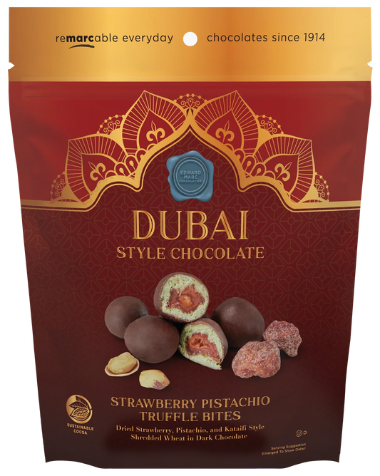 Dubai Strawberry Bites Chocolate | Pistachio & Strawberry Dark Chocolate Snack - Snack with | Sold by Uncle Wiener's Wholesale