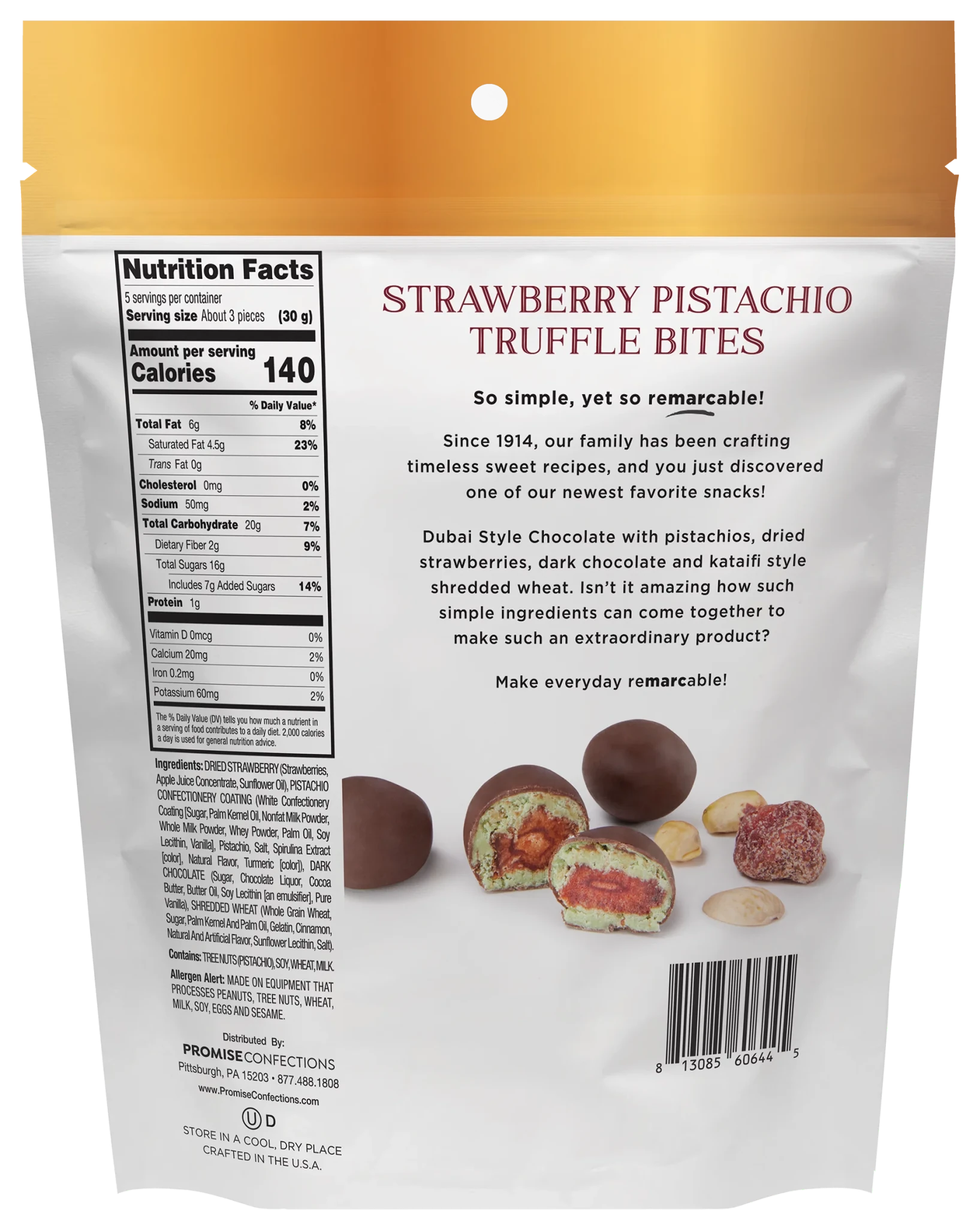 Dubai Strawberry Bites Chocolate | Pistachio & Strawberry Dark Chocolate Snack - Snack with | Sold by Uncle Wiener's Wholesale