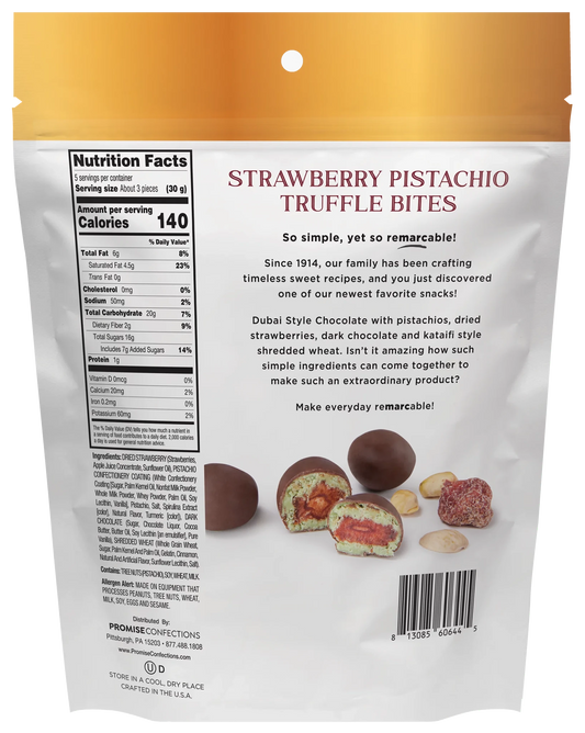 Dubai Strawberry Bites Chocolate | Pistachio & Strawberry Dark Chocolate Snack - Snack with | Sold by Uncle Wiener's Wholesale