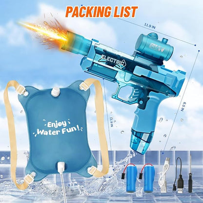 DUNEMEI Electric Water Gun with 0.6-Gallon Backpack Tank – Automatic Rechargeable Water Blaster with LED Lights - Toys with | Sold by Uncle Wiener's Wholesale