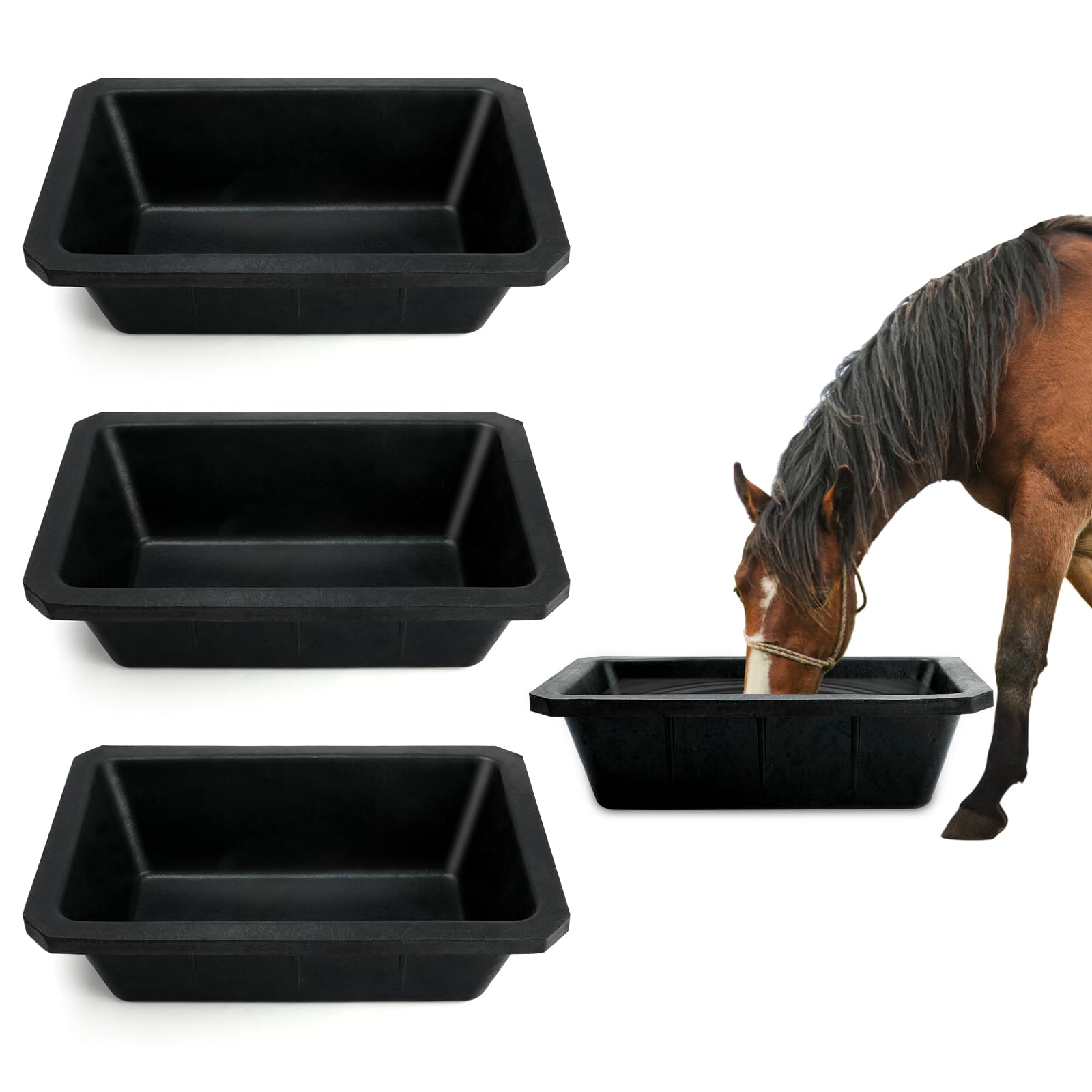 Durable Rubber & Plastic Animal Buckets, Feeders & Waterers – Multiple Sizes for Livestock & Horses - with 10L Rubber Animal Feeder Trough | Sold by Uncle Wiener's Wholesale