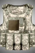 Black Tactical MOLLE Vest – Front View

Tactical Vest Worn by Model – Side View

Adjustable Combat Vest – Straps and Buckles Detail

MOLLE System Tactical Vest – Rear View

Tactical Vest in ACU and A-TACS Camo – Group Display