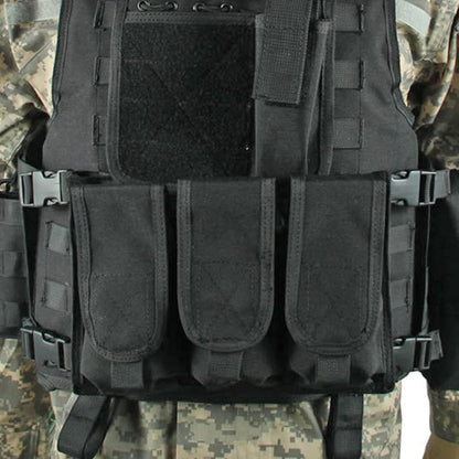 Black Tactical MOLLE Vest – Front View

Tactical Vest Worn by Model – Side View

Adjustable Combat Vest – Straps and Buckles Detail

MOLLE System Tactical Vest – Rear View

Tactical Vest in ACU and A-TACS Camo – Group Display