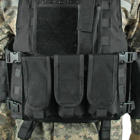 Black Tactical MOLLE Vest – Front View

Tactical Vest Worn by Model – Side View

Adjustable Combat Vest – Straps and Buckles Detail

MOLLE System Tactical Vest – Rear View

Tactical Vest in ACU and A-TACS Camo – Group Display