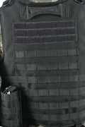 Black Tactical MOLLE Vest – Front View

Tactical Vest Worn by Model – Side View

Adjustable Combat Vest – Straps and Buckles Detail

MOLLE System Tactical Vest – Rear View

Tactical Vest in ACU and A-TACS Camo – Group Display