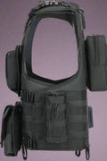 Black Tactical MOLLE Vest – Front View

Tactical Vest Worn by Model – Side View

Adjustable Combat Vest – Straps and Buckles Detail

MOLLE System Tactical Vest – Rear View

Tactical Vest in ACU and A-TACS Camo – Group Display