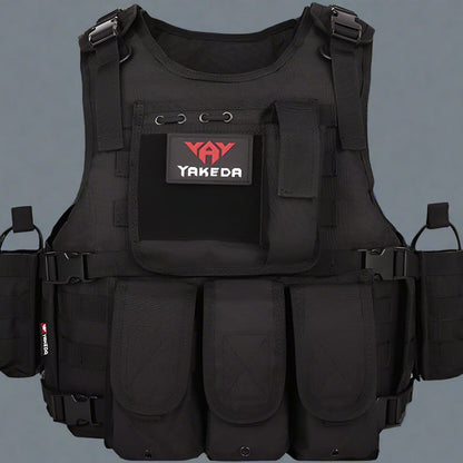 Black Tactical MOLLE Vest – Front View

Tactical Vest Worn by Model – Side View

Adjustable Combat Vest – Straps and Buckles Detail

MOLLE System Tactical Vest – Rear View

Tactical Vest in ACU and A-TACS Camo – Group Display