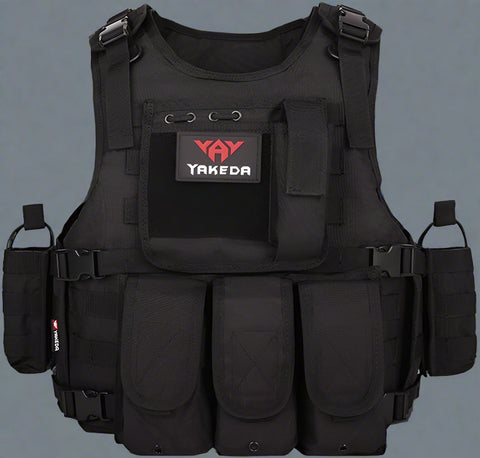 Black Tactical MOLLE Vest – Front View

Tactical Vest Worn by Model – Side View

Adjustable Combat Vest – Straps and Buckles Detail

MOLLE System Tactical Vest – Rear View

Tactical Vest in ACU and A-TACS Camo – Group Display