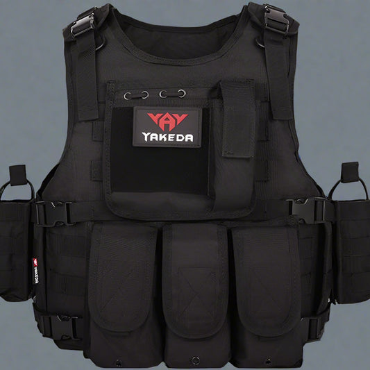 Black Tactical MOLLE Vest – Front View

Tactical Vest Worn by Model – Side View

Adjustable Combat Vest – Straps and Buckles Detail

MOLLE System Tactical Vest – Rear View

Tactical Vest in ACU and A-TACS Camo – Group Display