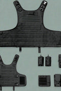 Black Tactical MOLLE Vest – Front View

Tactical Vest Worn by Model – Side View

Adjustable Combat Vest – Straps and Buckles Detail

MOLLE System Tactical Vest – Rear View

Tactical Vest in ACU and A-TACS Camo – Group Display