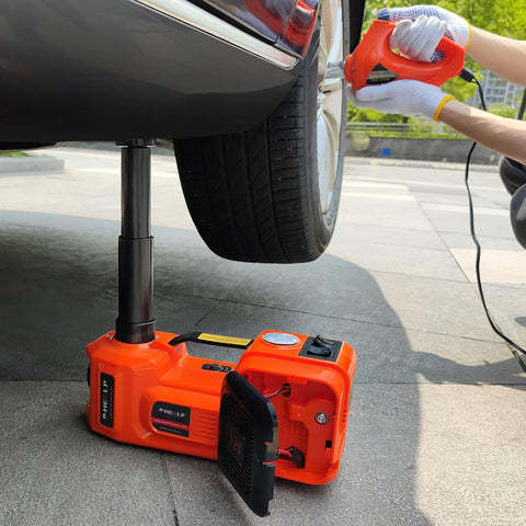 E - HEELP Electric Car Jack 5Ton 12V Kit Hydraulic (Lifting Range: 6.1~17.7 inch) with Inflator Electric Jack for Car SUV Sedan MPV Change Tires Garage Repair Emergency Kit - with Orange | Sold by Uncle Wiener's Wholesale