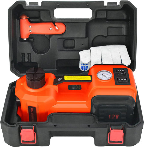 E - HEELP Electric Car Jack 5Ton 12V Kit Hydraulic (Lifting Range: 6.1~17.7 inch) with Inflator Electric Jack for Car SUV Sedan MPV Change Tires Garage Repair Emergency Kit - with Orange | Sold by Uncle Wiener's Wholesale