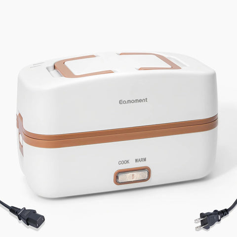 Eamoment Brown Electric Lunch Box Food Heater 270W 304 Stainless Steel,1000mL Standard Capacity.Heating/Cooking/Keep Warm,Portabler for Adults/Work/WomanUHLB - 1.5S001W (Electric Lunch Box Food Heater) - with | Sold by Uncle Wiener's Wholesale