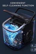 ecozy Portable Countertop Ice Maker - 9 Ice Cubes in 6 Minutes, 26 lbs Daily Output, Self - Cleaning with Ice Bags, Scoop, and Basket for Kitchen, Office, Bar, Party - Black - with | Sold by Uncle Wiener's Wholesale