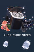 ecozy Portable Countertop Ice Maker - 9 Ice Cubes in 6 Minutes, 26 lbs Daily Output, Self - Cleaning with Ice Bags, Scoop, and Basket for Kitchen, Office, Bar, Party - Black - with | Sold by Uncle Wiener's Wholesale
